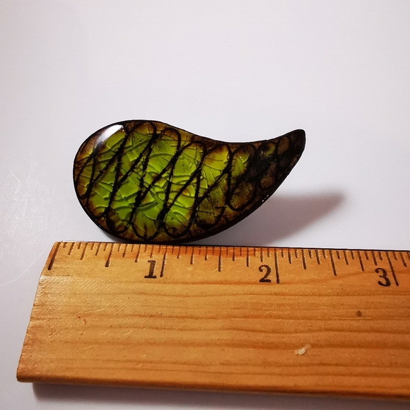 Vintage Alice Lund Pottery Mid Century Lime Green Brown Brooch Tear Drop… - Picture 13 of 16